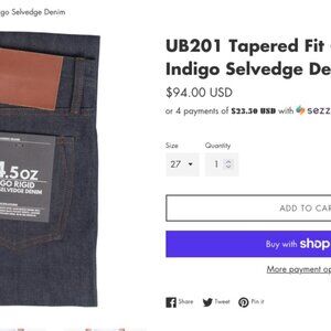 Unbranded UB201 raw selvedge denim (worn once)